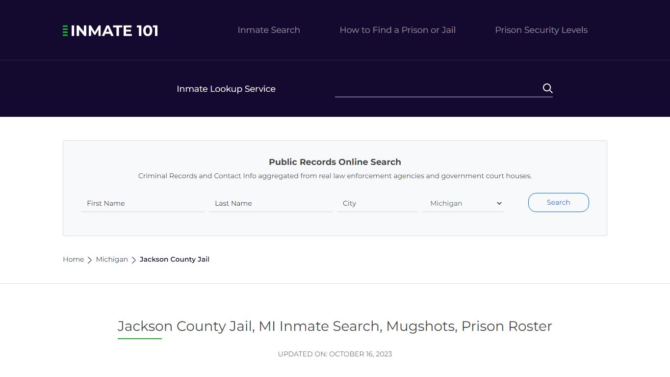 Jackson County Jail, MI Inmate Search, Mugshots, Prison Roster